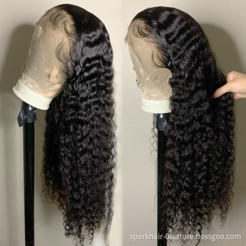 Wholesale 100% Virgin Hair Hd Transparent Swiss Lace Wigs ,Brazilian Curly Lace Front Wig, 360 Hd Lace Frontal Human Hair Wigs